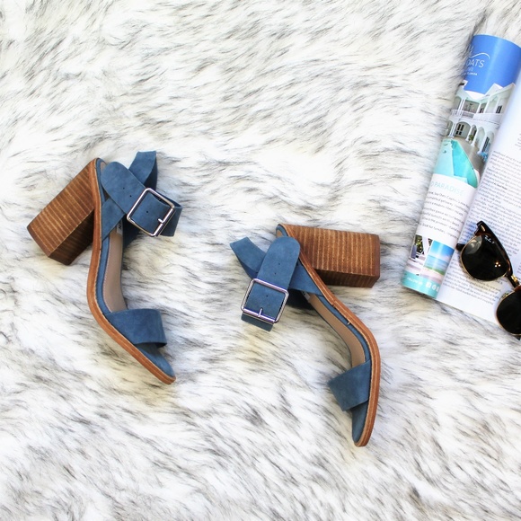 Steve Madden Shoes - Steve Madden Castro Blue Suede Block Heels NEW
